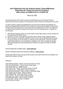 Joint Statement from the Arizona Islamic CentersMosques Regarding the Global Coronavirus Pandemic